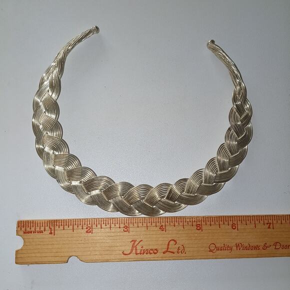 Iris Apfel & Bajalia Silver Toned Braided Multi-Wire Metal  Statement Necklace - Picture 2 of 5